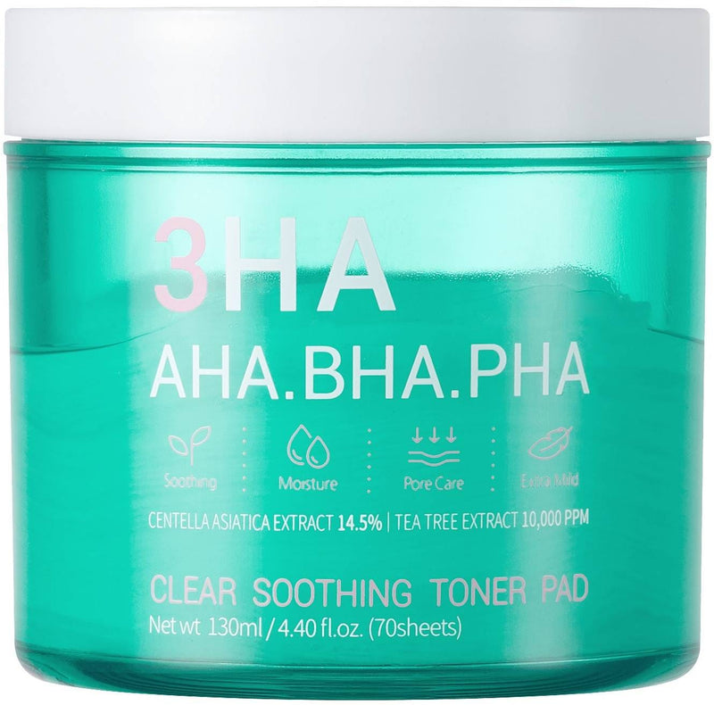 Esfolio 3HA Clear Soothing Toner Pads Exfoliating AHA BHA PHA 70 Count