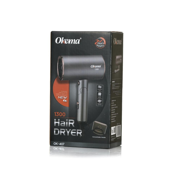 Okema OK407 Foldable Hair Dryer Travel Model Multiple Speed Settings