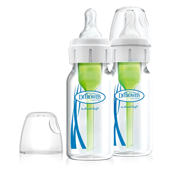 Dr. Brown's Options+ Glass Feeding Bottles Narrow Neck Vent System 2 Pack, 120 ml Each