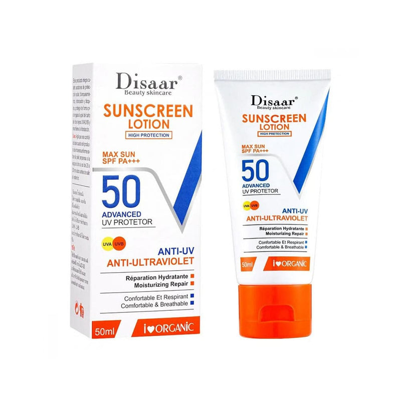 Disaar Moisturizing Sunscreen Lotion SPF 50 Lightweight UVA UVB Protection 50 ml