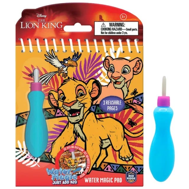 Disney The Lion King Water Magic Activity Pad, Reusable 3 Pages with Refillable Water Pen