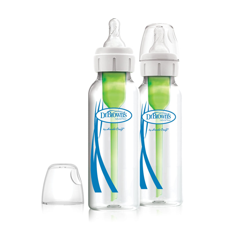 Dr. Brown's Options+ Glass Narrow-Neck Feeding Bottles, 250 ml, 2 Pack