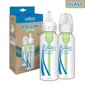 Dr. Brown's Options+ Glass Narrow-Neck Feeding Bottles, 250 ml, 2 Pack