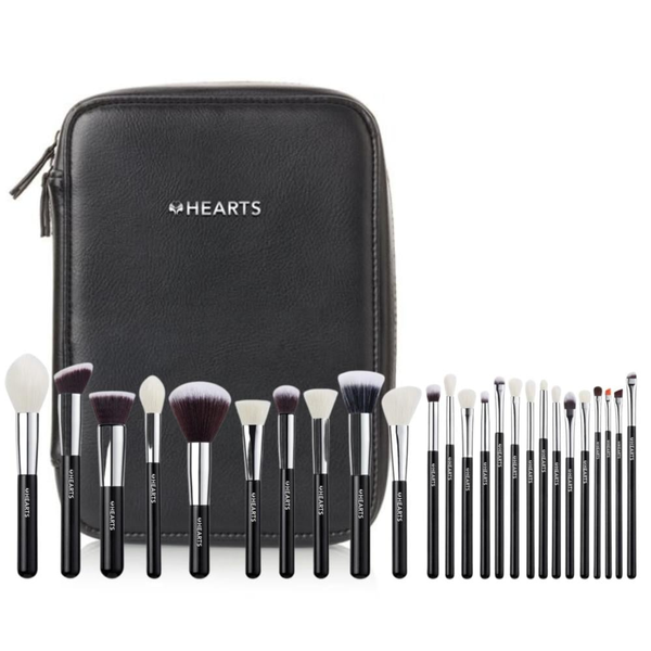 Hearts Professional Makeup Brush Set, 25 Pieces, Application, Blending and Defining Brushes