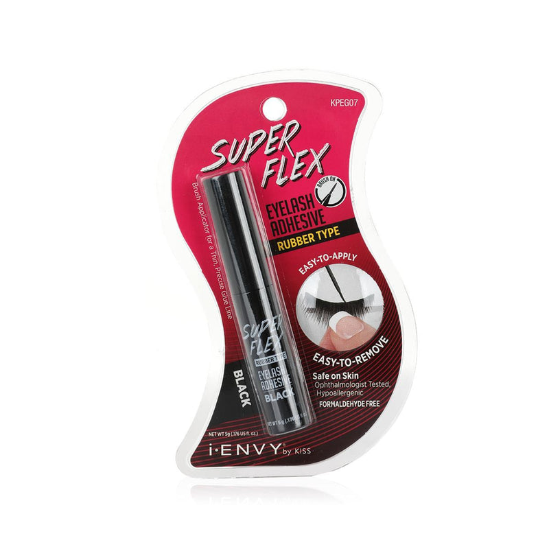 KISS I.Envy Super Flex Eyelash Adhesive Black, Brush Applicator, Formaldehyde-Free
