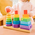 Melissa & Doug Geometric Stacker Wooden Educational Toy, Color and Shape Matching