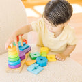 Melissa & Doug Geometric Stacker Wooden Educational Toy, Color and Shape Matching