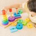 Melissa & Doug Geometric Stacker Wooden Educational Toy, Color and Shape Matching