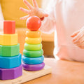 Melissa & Doug Geometric Stacker Wooden Educational Toy, Color and Shape Matching