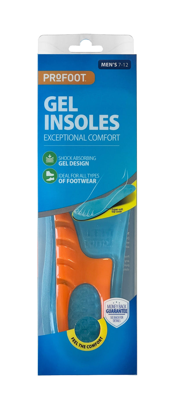 Profoot Gel Insoles Men Dual-Gel Shock Absorbing Trim-to-Fit 1 Pair