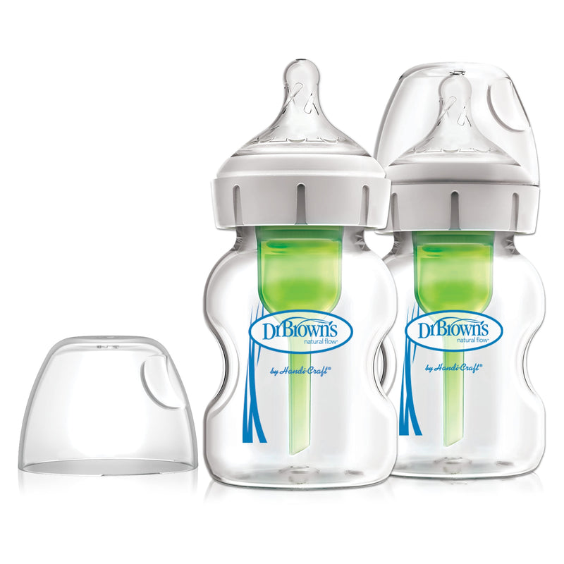 DrBrown's Wide-Neck Glass Feeding Bottles, 150 ml, 2 Pack