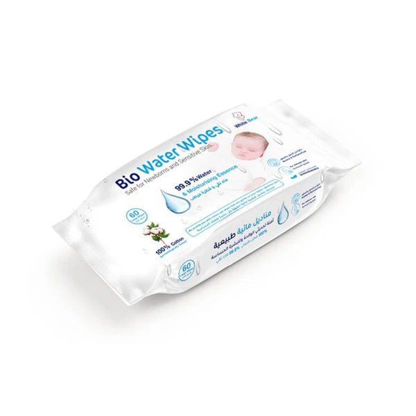 White Bear Bio Water Baby Wipes 98.9% Water 100% Cotton 60 Wipes