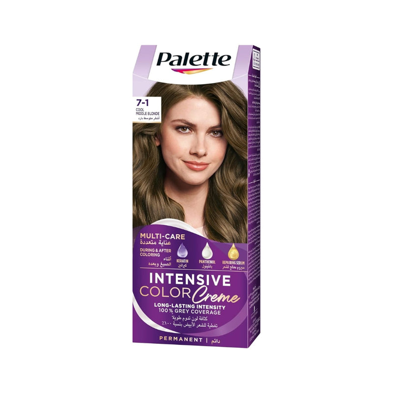 Palette Intensive Color Creme Permanent Hair Color Keratin Panthenol 7-1 Cool Middle Blonde