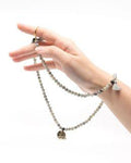 Min Maadan Alensan Subha Prayer Beads with Ring, 99 Kiwi Jasper Beads, Gray and Black, 18K Gold-Plated Pendant