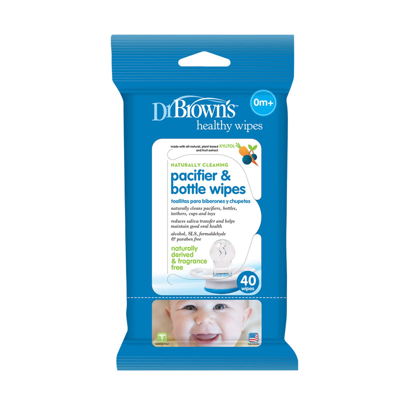 Dr. Brown's Pacifier & Bottle Wipes Plant-Based Xylitol 40 Pack