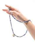 Min Maadan Alensan Subha Prayer Beads Blue Aventurine 99 Beads 18K Gold-Plated Pendant and Ring