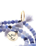Min Maadan Alensan Subha Prayer Beads Blue Aventurine 99 Beads 18K Gold-Plated Pendant and Ring