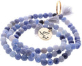 Min Maadan Alensan Subha Prayer Beads Blue Aventurine 99 Beads 18K Gold-Plated Pendant and Ring
