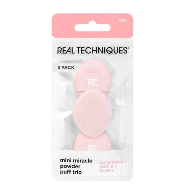 Real Techniques Mini Miracle Powder Puffs Soft Flexible Makeup Applicators, 3 Pieces