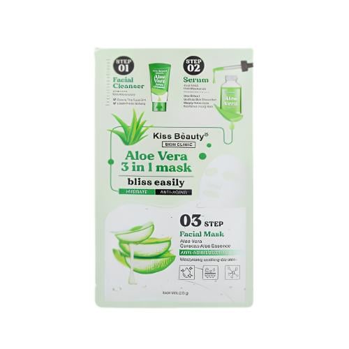 Kiss Beauty Aloe Vera Facial Care Set Mask Cleanser Serum 3-Piece