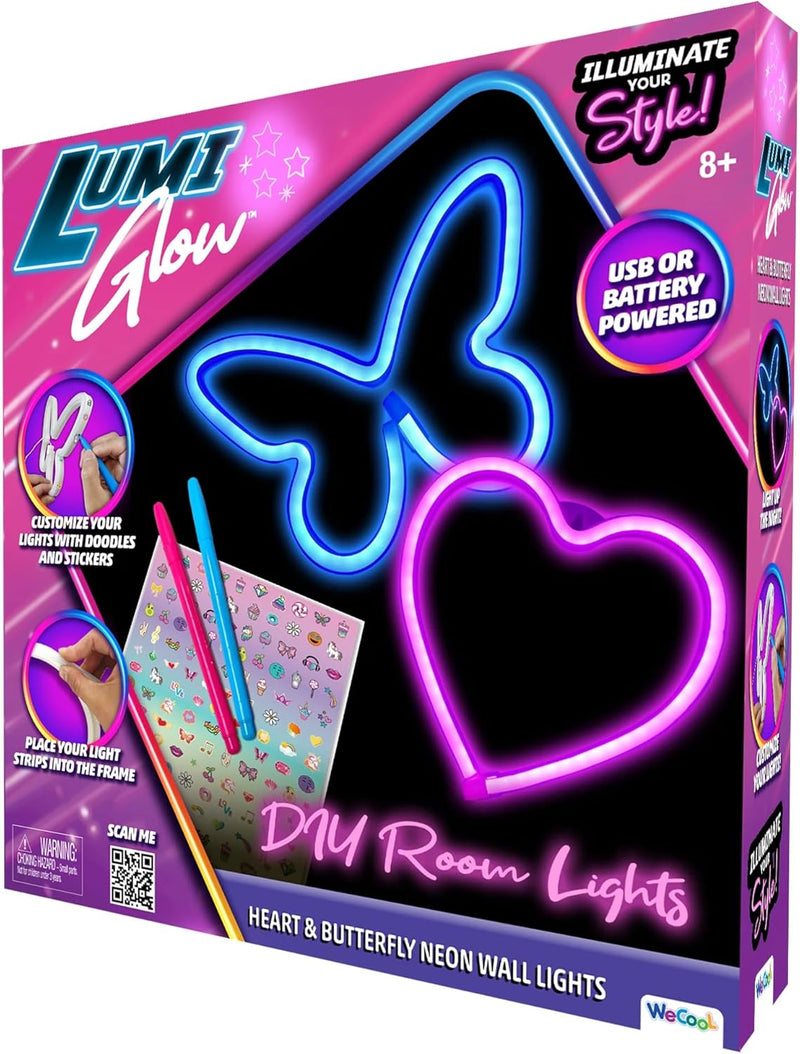 WeCool DIY Heart Butterfly Neon Wall Lights, Flexible LED Decor, USB or 3 AA Battery Powered