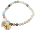 Min Maadan Alensan Amazonite Natural Stone Subha Bracelet, 33 Beads, 18K Gold-Plated Pendant