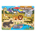 Melissa & Doug Safari Wooden Peg Puzzle, 7-Piece Animal Matching Toy