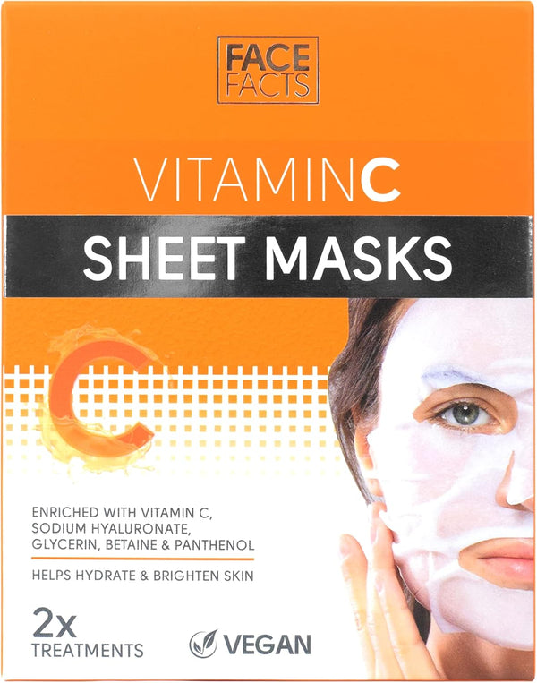 Face Facts Vitamin C Sheet Mask with Panthenol and Glycerin, 2 x 20 ml