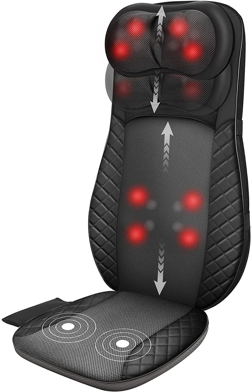 Comfier CF-2317 Shiatsu Neck and Back Massager with Heat, 8-Node Rollers, PU Leather