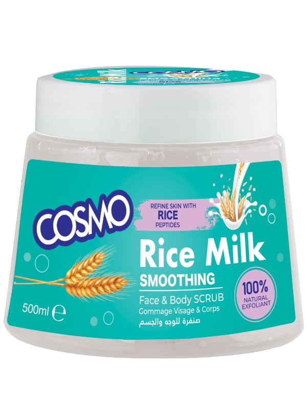 Cosmo Rice Milk Face and Body Scrub with Vitamin E, 500ml Jar