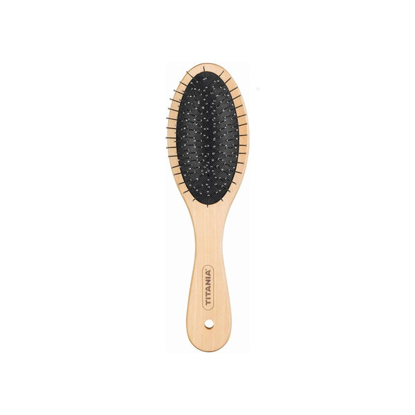 Titania Wooden Massage Hair Brush Model 2825 Flexible Metal Bristles