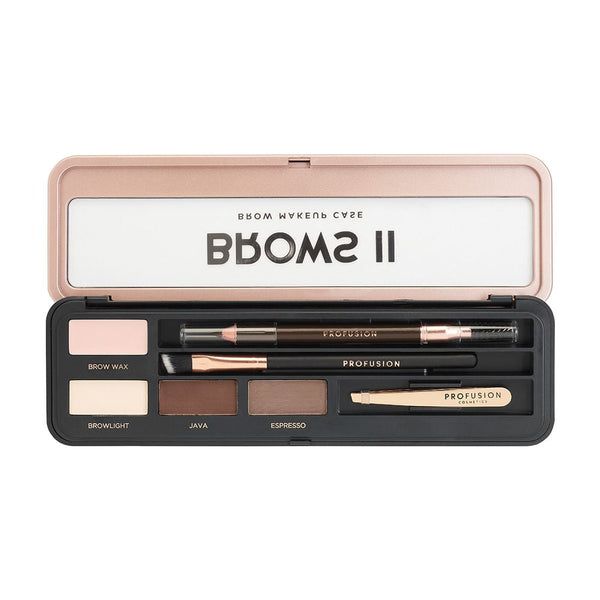 Profusion Cosmetics Brows II Brow Makeup Case with Highlighter, Wax, Brush and Tweezers