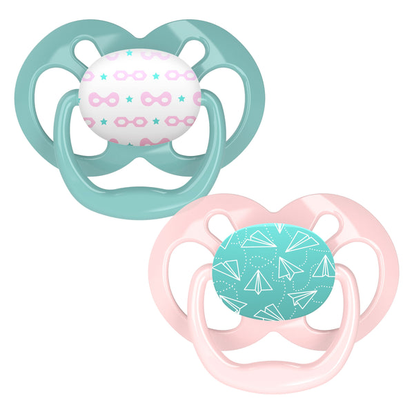 Dr. Brown's Pacifier Advantage Pink Stage 2 Symmetrical Silicone Soother, 2-Pack
