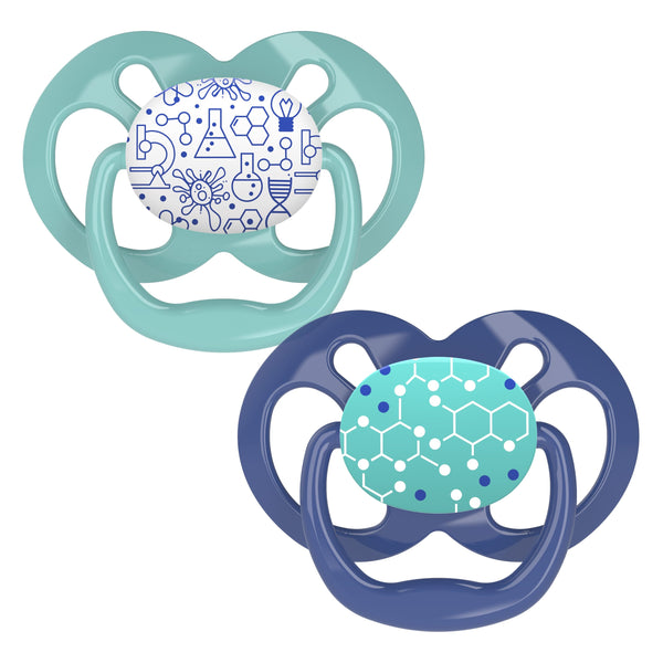 Dr. Brown's Pacifier Advantage Blue Stage 2 Symmetrical Silicone Soother, 2 Pack