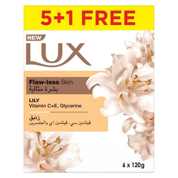 LUX Lily Soap Bars Vitamin C, Vitamin E and Glycerine 120 g, 6 Pack
