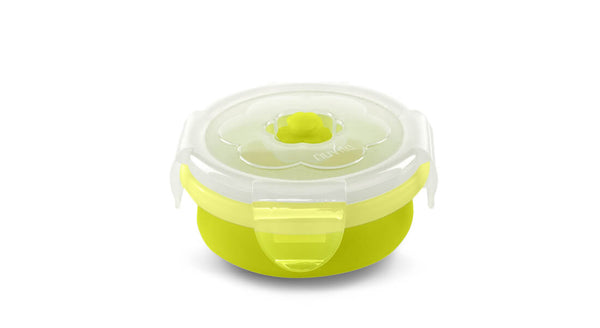 Nuvita Collapsible Silicone Food Container with Airtight Clip Lid, Green, 540 ml