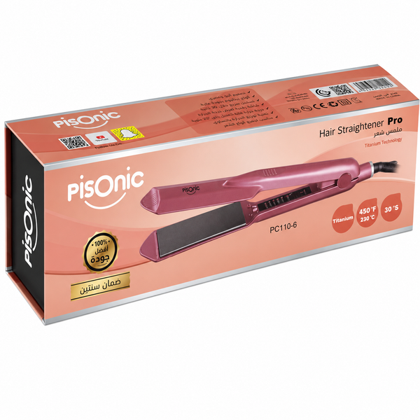 Pisonic Pro Hair Straightener PC110-6 Ceramic Quick-Heat Hair Styling Tool