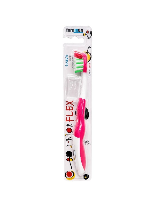 Foramine Junior Flex Soft Bristle Toothbrush for Kids, Flexible Head, Tongue Cleaner, Assorted Colors