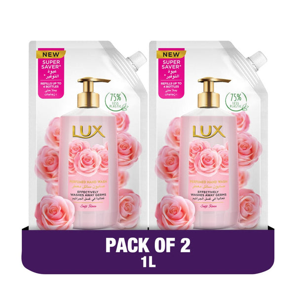LUX Soft Rose Perfumed Liquid Hand Wash with Glycerin and Almond Oil, 500 ml, Pack of 2