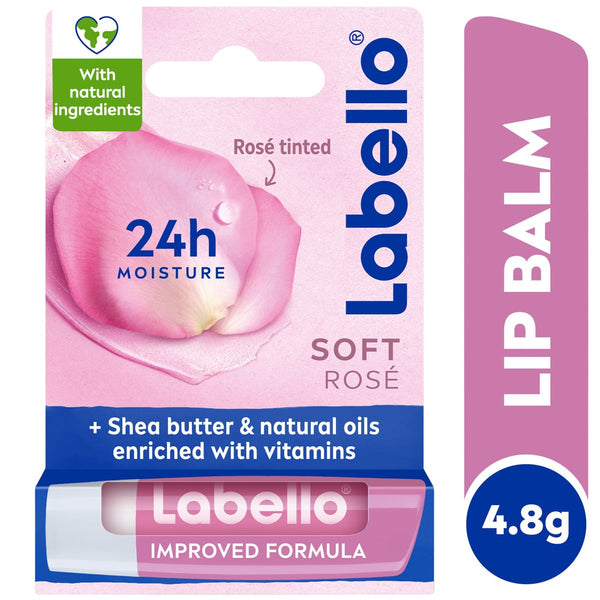 Labello Velvet Rose Lip Balm, Light Pink Tint, Rose Scent