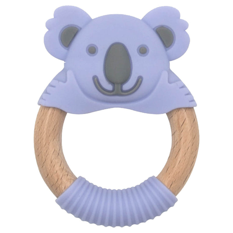 Baby Works Bibibaby Teething Ring Silicone and Beech Wood Violet and Grey