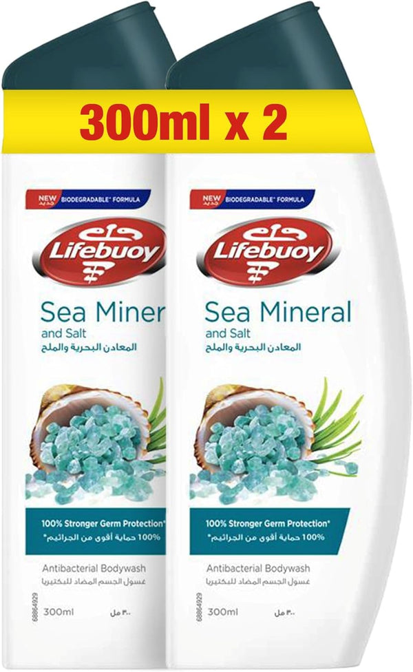 Lifebuoy Sea Mineral and Salt Antibacterial Body Wash 300ml x 2