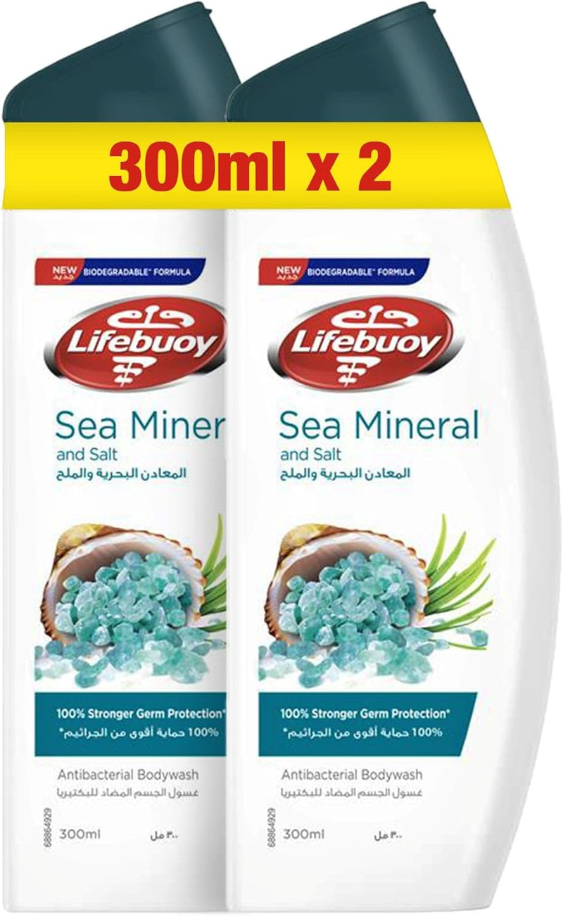 Lifebuoy Sea Mineral and Salt Antibacterial Body Wash 300ml x 2