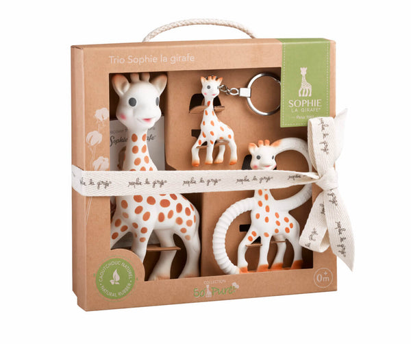 Sophie La Girafe So'Pure Trio Natural Rubber Baby Teething Gift Set, 3 Pieces