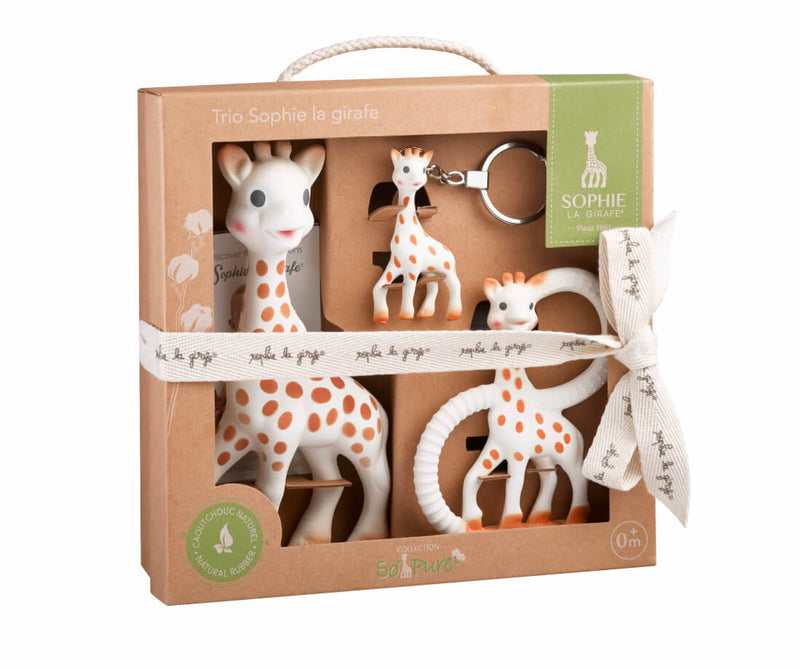 Sophie La Girafe So'Pure Trio Natural Rubber Baby Teething Gift Set, 3 Pieces