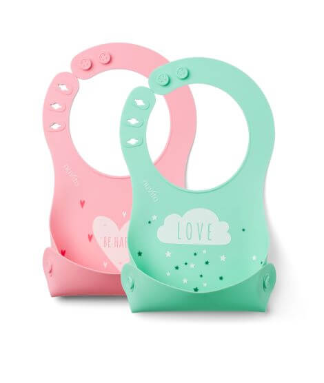 Nuvita Squashy Silicone Bibs Adjustable Neck Waterproof Set of 2