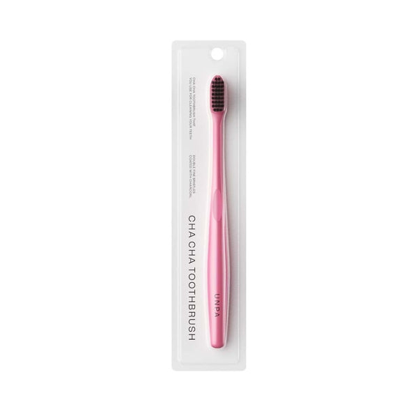 Unpa Cha Cha Toothbrush with Soft Fine Bamboo Charcoal Bristles, Pink, 20g