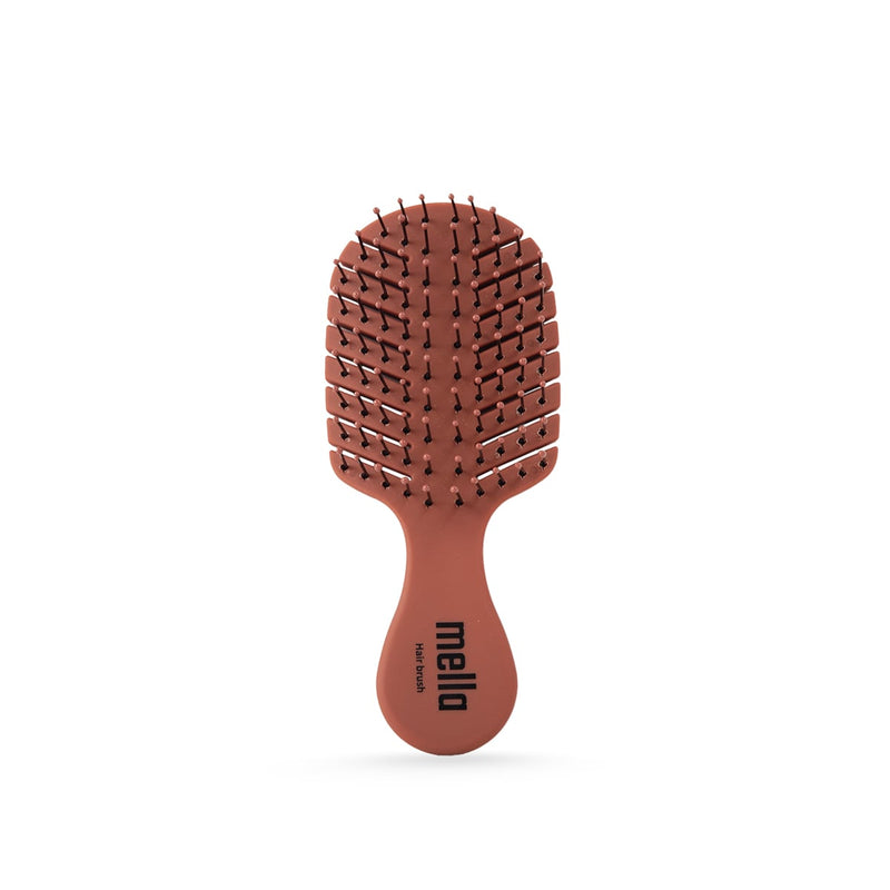 Mella Detangling Hair Brush Mini Travel Plastic Brick Color
