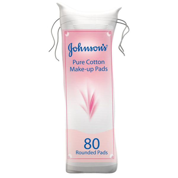 Johnson's Pure Cotton Pads 100% Cotton Round Makeup Removal Pads, 80 Count