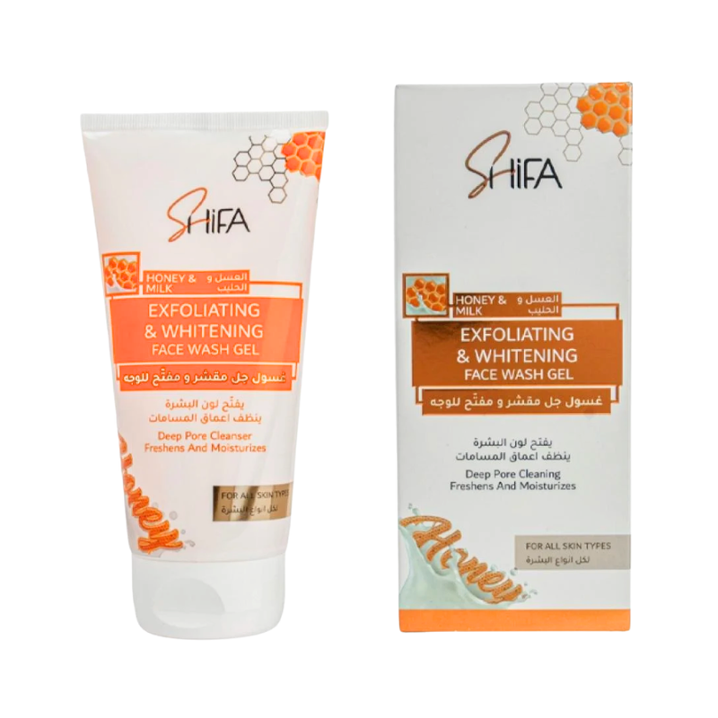 Shifa Honey and Milk Exfoliating Facial Gel Wash, Brightening, 150 ml